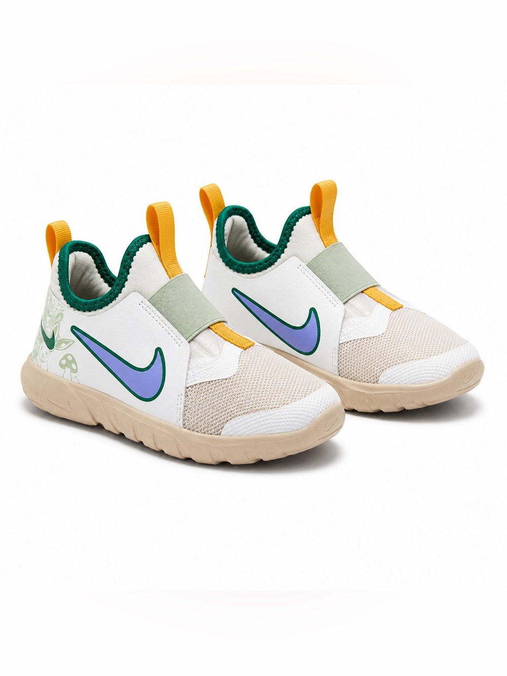 Nike Kids Flex Runner Sneakers with Green and Purple Swoosh Size 2.5Y